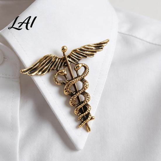 Suit Accessory Angel Wing Entwined Snake Brooch Vintage Alloy Lapel Collar Pin Brooch Pin Men Women Jewelry Accessories for Dress Coat Scarf