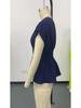 2026 Women's Slimming V-Neck Pleated Short Sleeve T-Shirt - Summer Solid Color