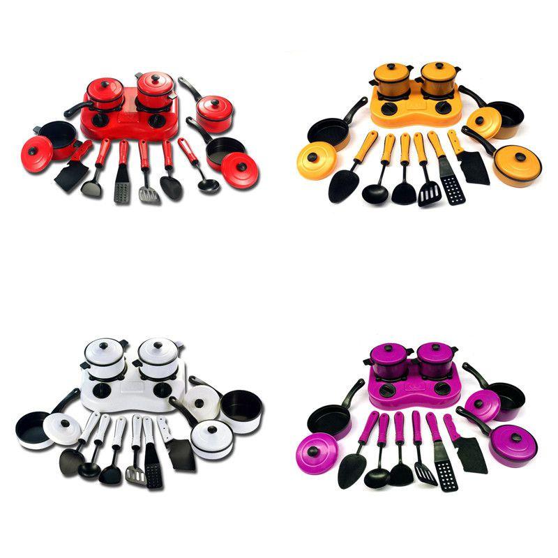Colorful 12pcs Kitchen Cooking Play Set With Realistic Cookware For Kids Pretend Play