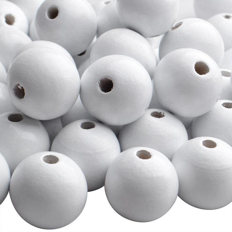 Round Wooden Beads Roller, White & Black Ball Spacer for Handmade Jewelry Accessories