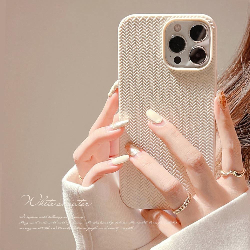 

Simple and Advanced 15 Suitable for IPhone16 IPhone Case 16pro Max Knit 14 Knitted Pattern Solid Color 12pro max(6.7)