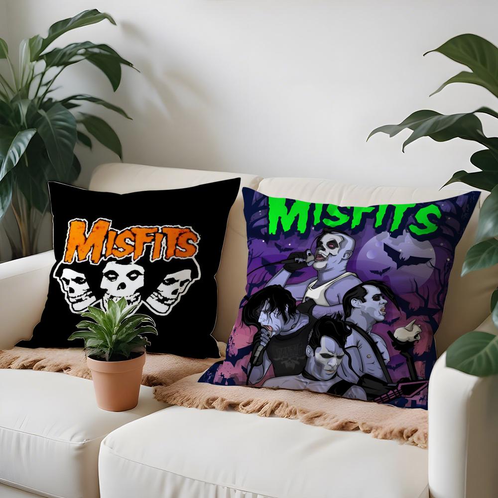 Funda de almohada Punk M-MisfitsS Rock Band, antiácaros, con cremallera invisible, de felpa corta y sedosa.