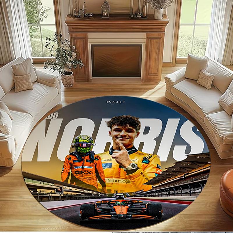 Lando Norris Print Round Rug, Washable Floor Carpet, For Entryway Dorm Laundry Room Office Study, Home Decor Birthday Christmas Gift