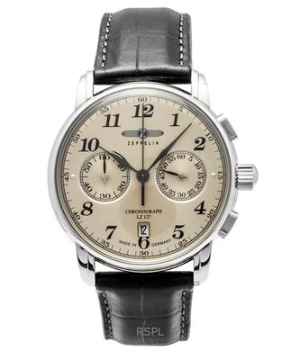 Ceas pentru bărbați LZ127 Chronograph, curea din piele, cadran șampanie, quartz 76785