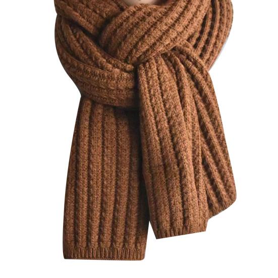 Couple Winter Scarf Warm Thick Knitted Long Scarf Solid Color Soft Large Wrap Outdoor Indoor Cold Weather Neck Warmer