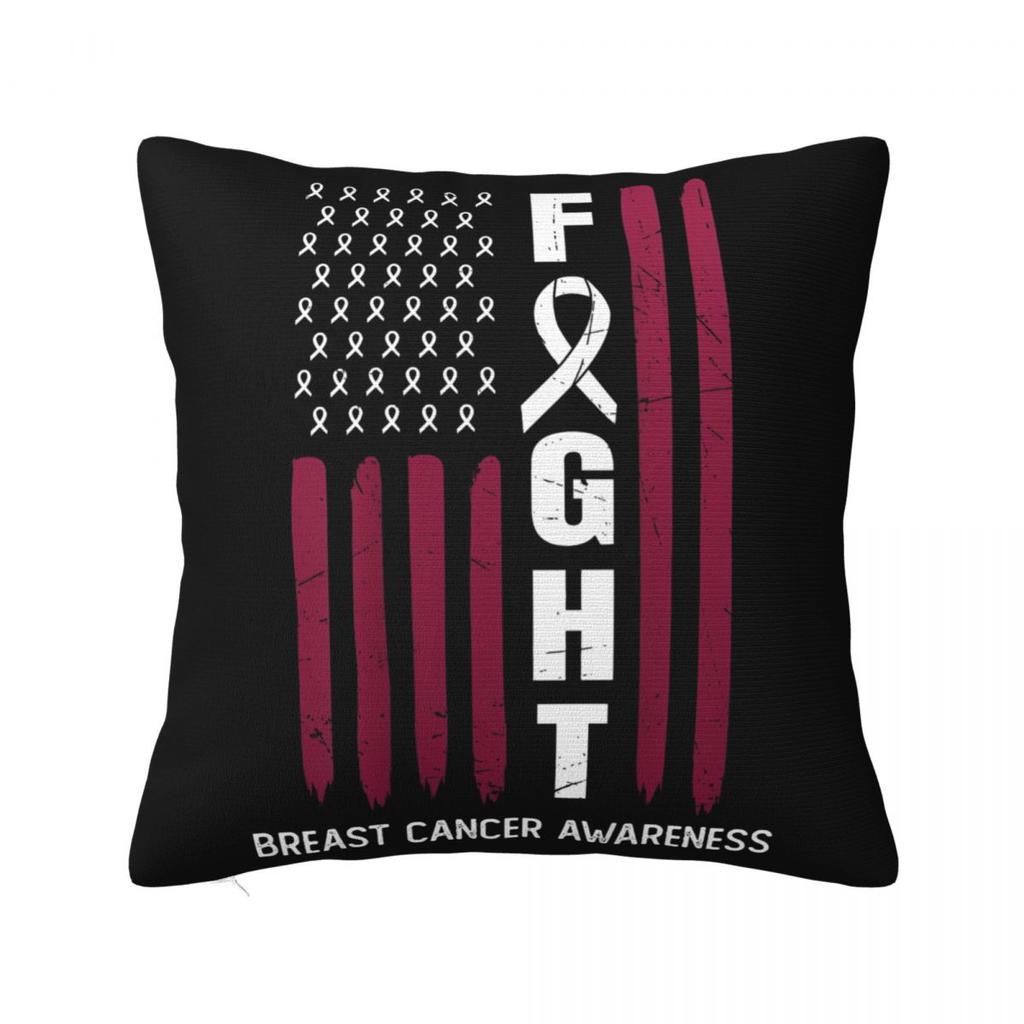 For Breast Cancer Support With Pink Ribbon Pillowcase Polyester Cushion Cover Decor Throw Pillow Case Cover Home Zipper 4040cm