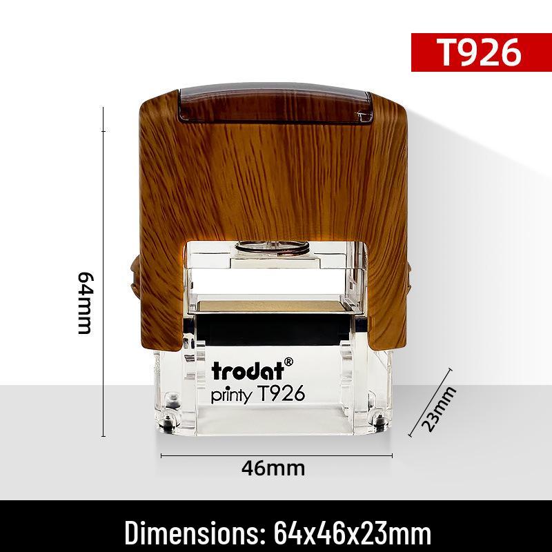 Zhuoda T1438 Self-Inking Signature Stamp with Walnut Wood Grain Shell