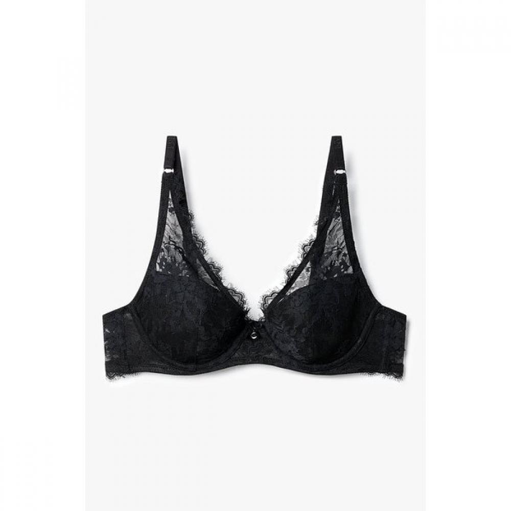 Emporio Armani Women Padded Balconette Bra Flower Embroidered 0825384527 75B