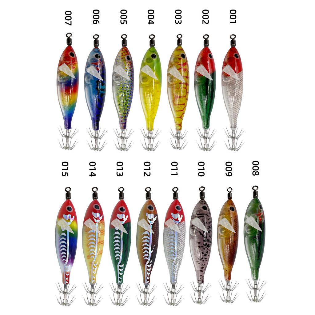 5Pcs/pack Assorted Size Fishing Baits Artificial Fishing Squid Jig Lures Set with Shrimp Designs for Effective Fishing