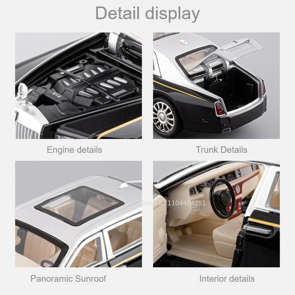 AAZH1 1:32 Rolls Royce Phantom Wraith Spielzeugautos Druckguss-Legierungsmodell mit Sound Licht Rückzieher Türen zu öffnen Autos Geschenk für den Geburtstag eines Freundes