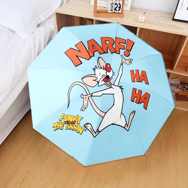 Pinky Brain's Adventure Umbrella Folding umbrella, automatic umbrella 8-Frame for Travel, camping Use Gift for Halloween Christmas