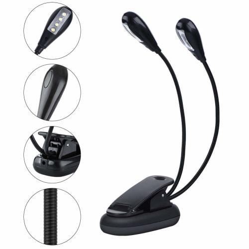 Music Stand Light, Clip-on Music Light with 6 LED Beads, Dual Adjustable, USB Rechargeable, Suitable for PC Work, Office, Bedroom, Desk, Reading, Musi