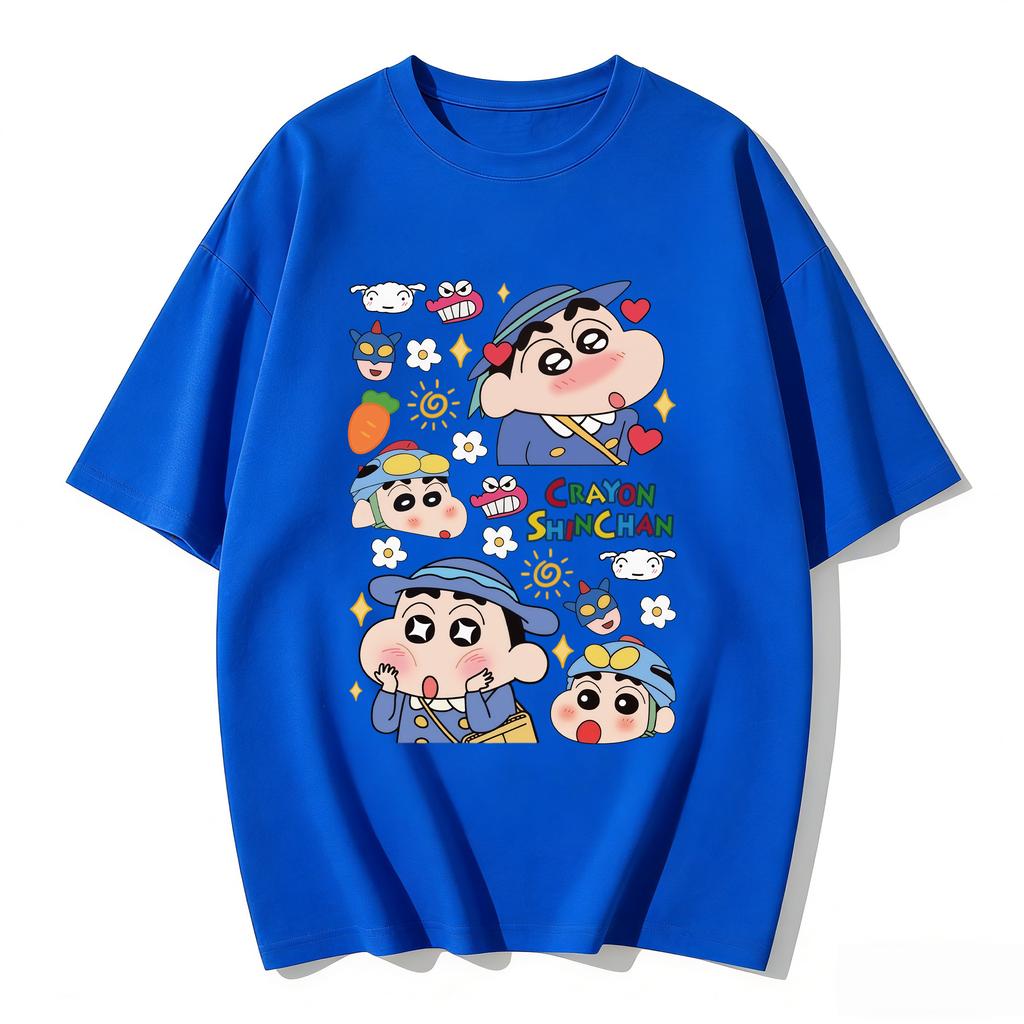 Crayon Shinchan Cute Cartoon T Shirt Unisex Women Kids Family Matching Tee Summer Casual Short Sleeve Cotton Top Fashion Streetwear