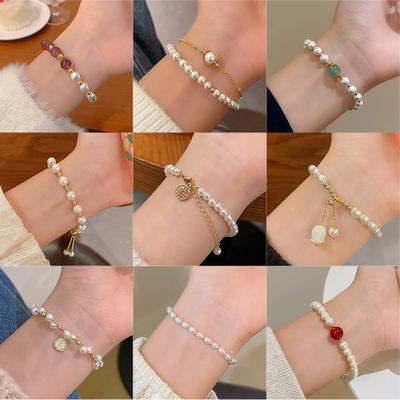 Ins Style Pearl Bracelet Girls Retro Niche Temperament Beaded Bracelet High-end Couple Girlfriend Jewelry