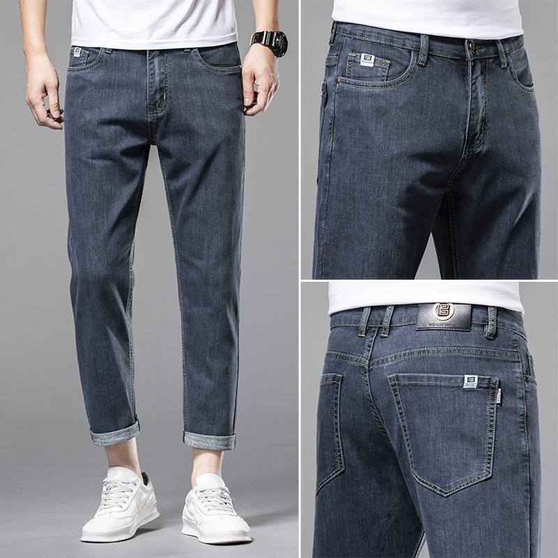 Nine-point Jeans Men s Straight-leg Summer Trendy Brand Slim Straight-leg Versatile Korean Style Trendy Casual Pants Nine-point Pants 28