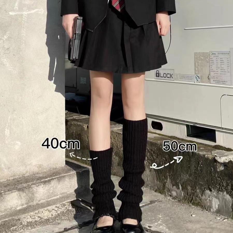 Y2K Harajuku Stil Einfarbige Gestrickte Beinwärmer: Warme lange Socken & Überschuhe für Herbst/Winter