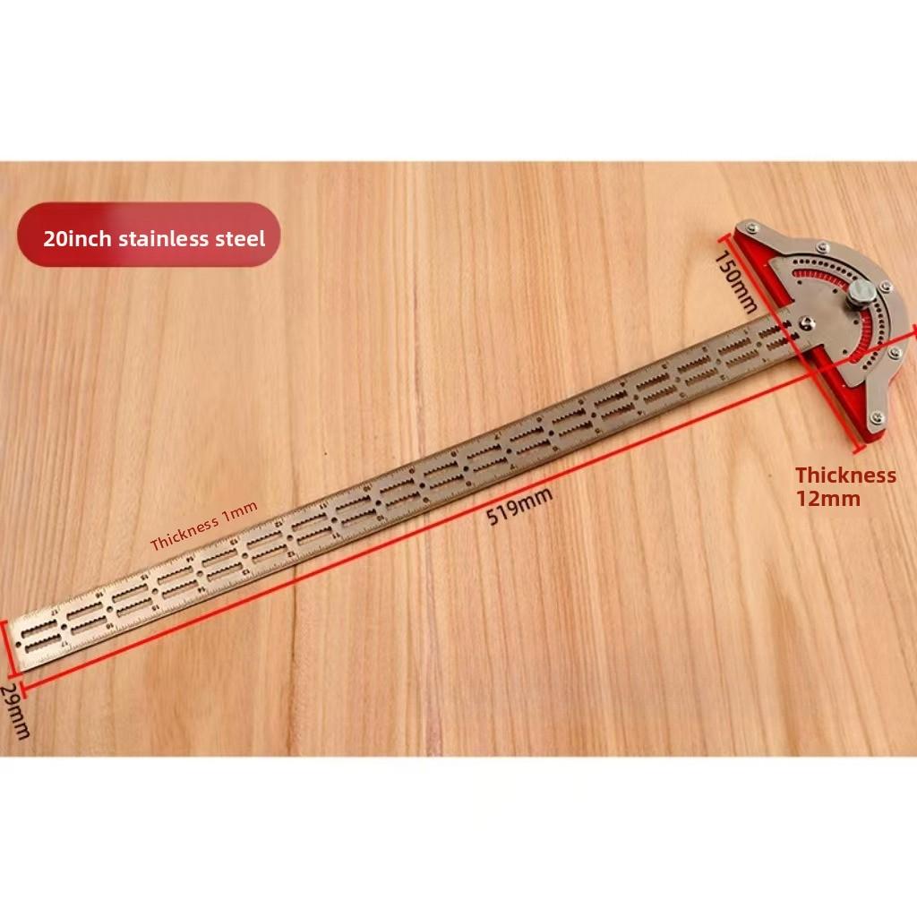 Woodworking Scriber Marking Line Ruler Adjustable Stainless Steel Sliding T-Square Ruler with Adjustable Protractor Angle Finder
