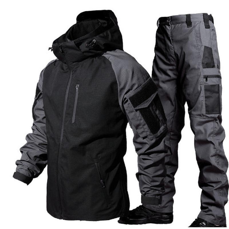 

Waterproof Sets Men Wear Resistant Training Suit Outdoor Pocket Uniform Camping Tracksuit XS