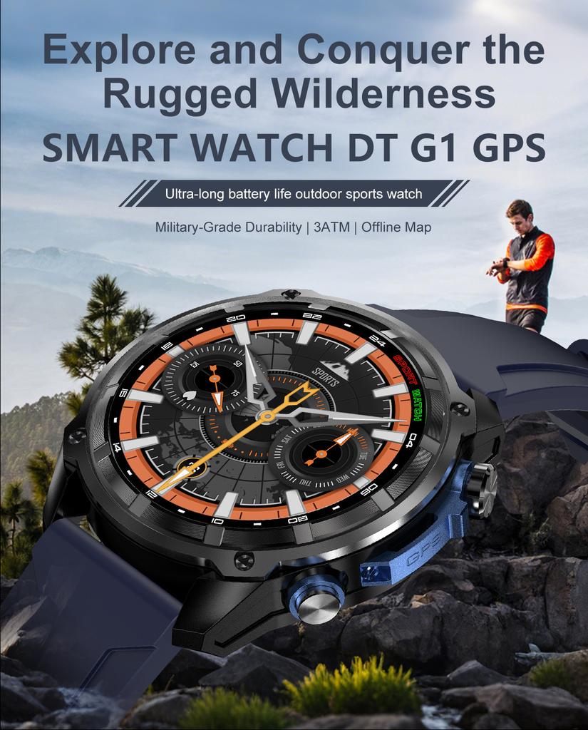 2026 Nuovo Uomo Outdoor Batteria 1000mAh Mappa GPS Smartwatch Memoria Interna 4GB Orologio AMOLED Chiamata Bluetooth Impermeabile Sportivo Smartwatch