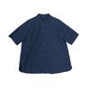 Women's Original Retro Cotton Dark Blue Short-Sleeved Casual Blouse