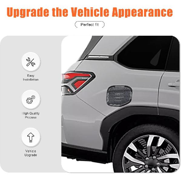 Fuel Tank Cap Trim Cover Compatible with Subaru Forester 2025,ABS Carbon Fiber Pattern Gas Fuel Door Cover Trim Scratch Cap,Exterior Fuel Tank Cap