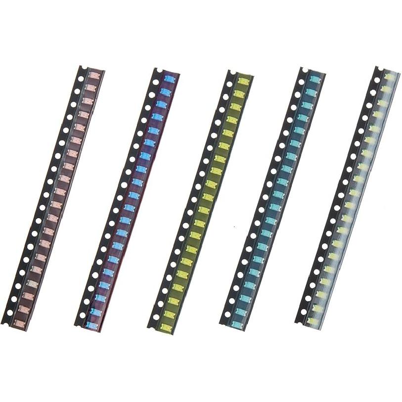 100pcs 5 Types Colors 5050 Red Yellow Blue Green White SMD LED Diode Lights Chips Kits (Surface Mount) 20mA High Intensity Lighting Components Light