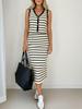 2026 Women's Casual Striped Knit Top & Skirt Set: European & American Spring/Summer Sleeveless Two-Piece