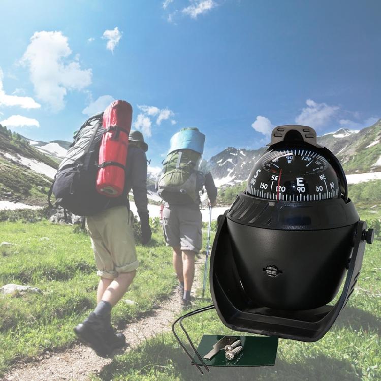 Waterproof Compass Rotating Navy Compass for W/ LED Light for Marine Navigation