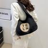 Stylish And Spacious Black Canvas Tote Bag For Women Ideal For Spring Commute And School