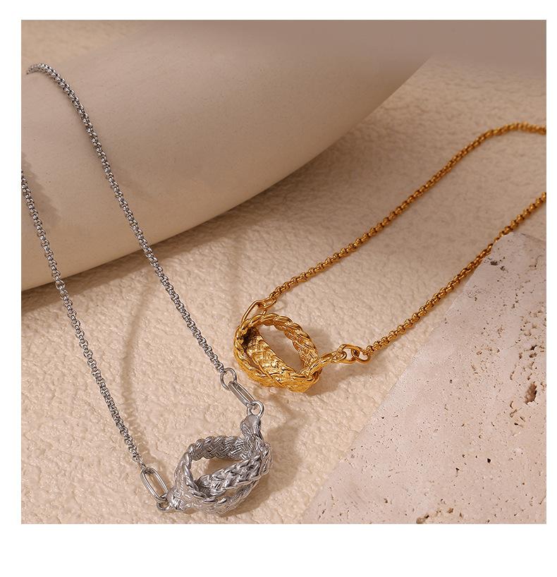 Cross-Border 18K Gold Plated Retro Style Link Chain Necklace New Niche Design with Knot Texture Versatile for Sweater Styling