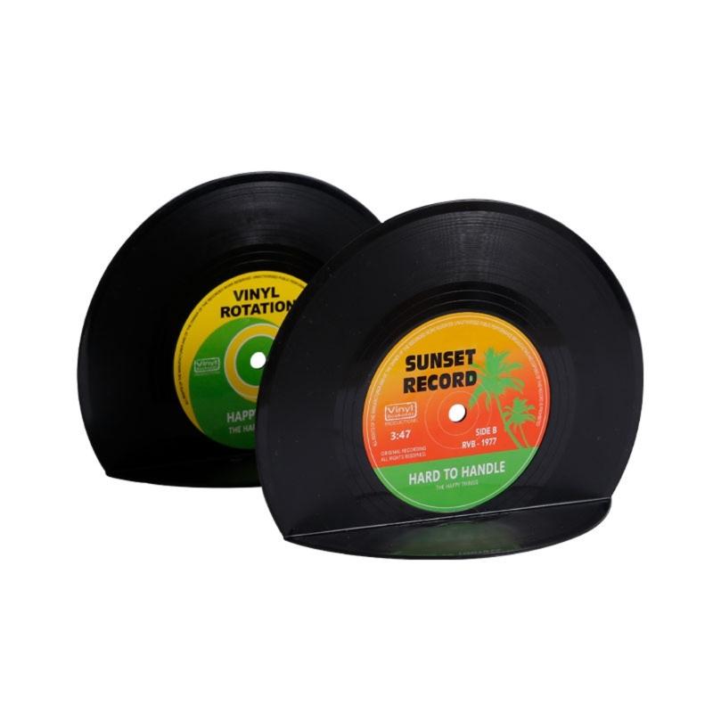 

2Pcs Vintage Book Ends Record Shape ABS Bookends Heavy Duty Book End Decorative Book Stoppers for Shelves Desk