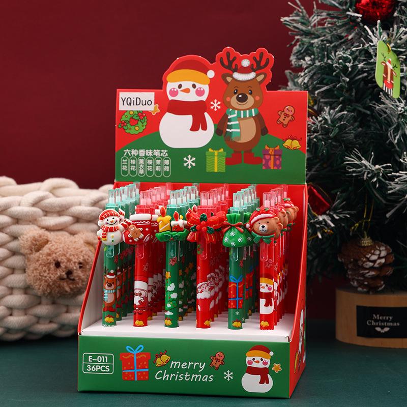 36 Pcs New Christmas stockings Neutral Pen Modeling Black Signature Pen Student Prize Gift Writing Tools Holiday Gift Novelty Stationery Teacher Party