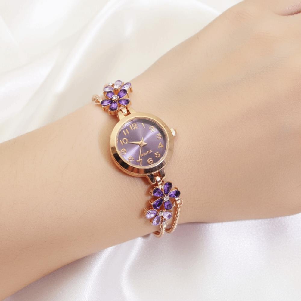 Flower Quartz Wristwatch Ladies Business Watches Rhinestone Quartz Watch  Business Occasion