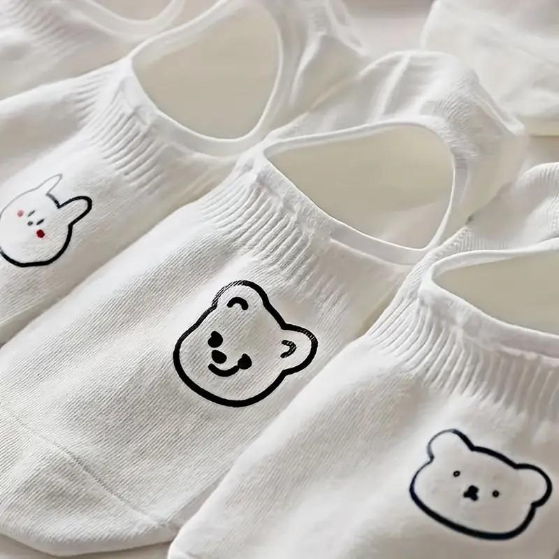 5/10/20 Pares Mujer Blanco Dibujos Animados Calcetines Invisibles Diseño Animal Lindo Absorbentes de Sudor Transpirables Suaves Cómodos Calcetines Casuales