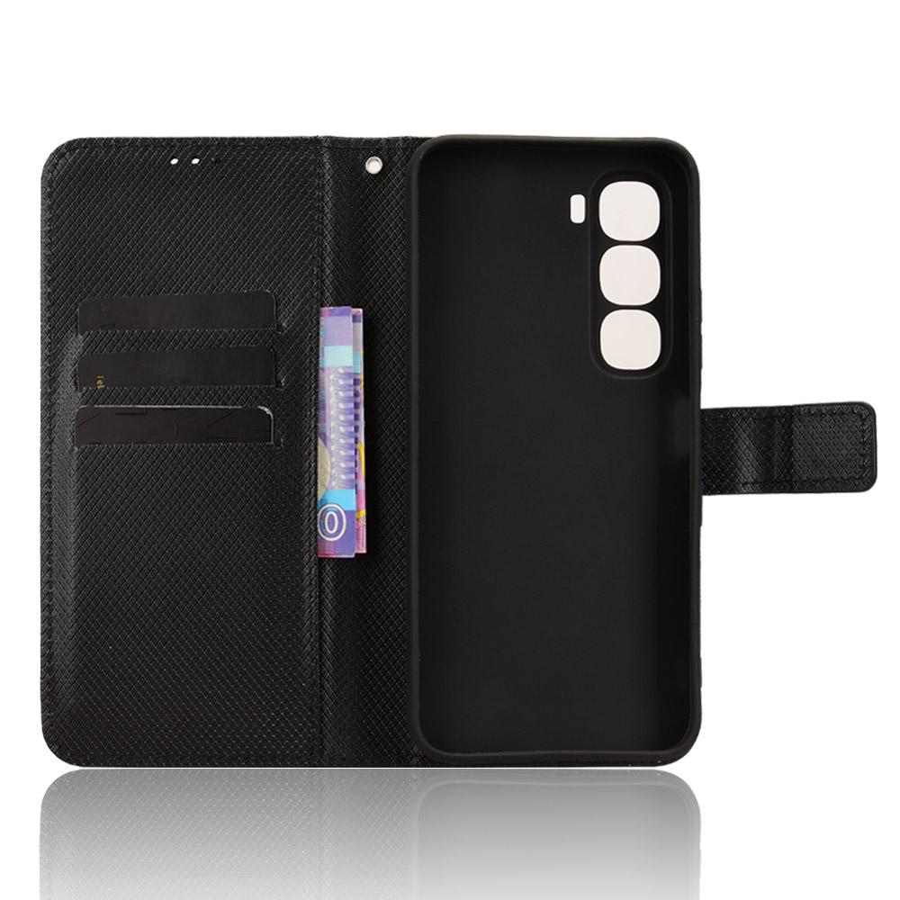 For Infinix Hot 60 5G/Hot 60i 4G Leather Wallet Case with Strap Diamond Texture Phone Cover