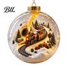 3D Winter Scene Decorations Glowing Christmas Story Ornament, Mini Holiday Light Up Ball Warm Glow Seasonal Decor Hanging Decoration, Acrylic