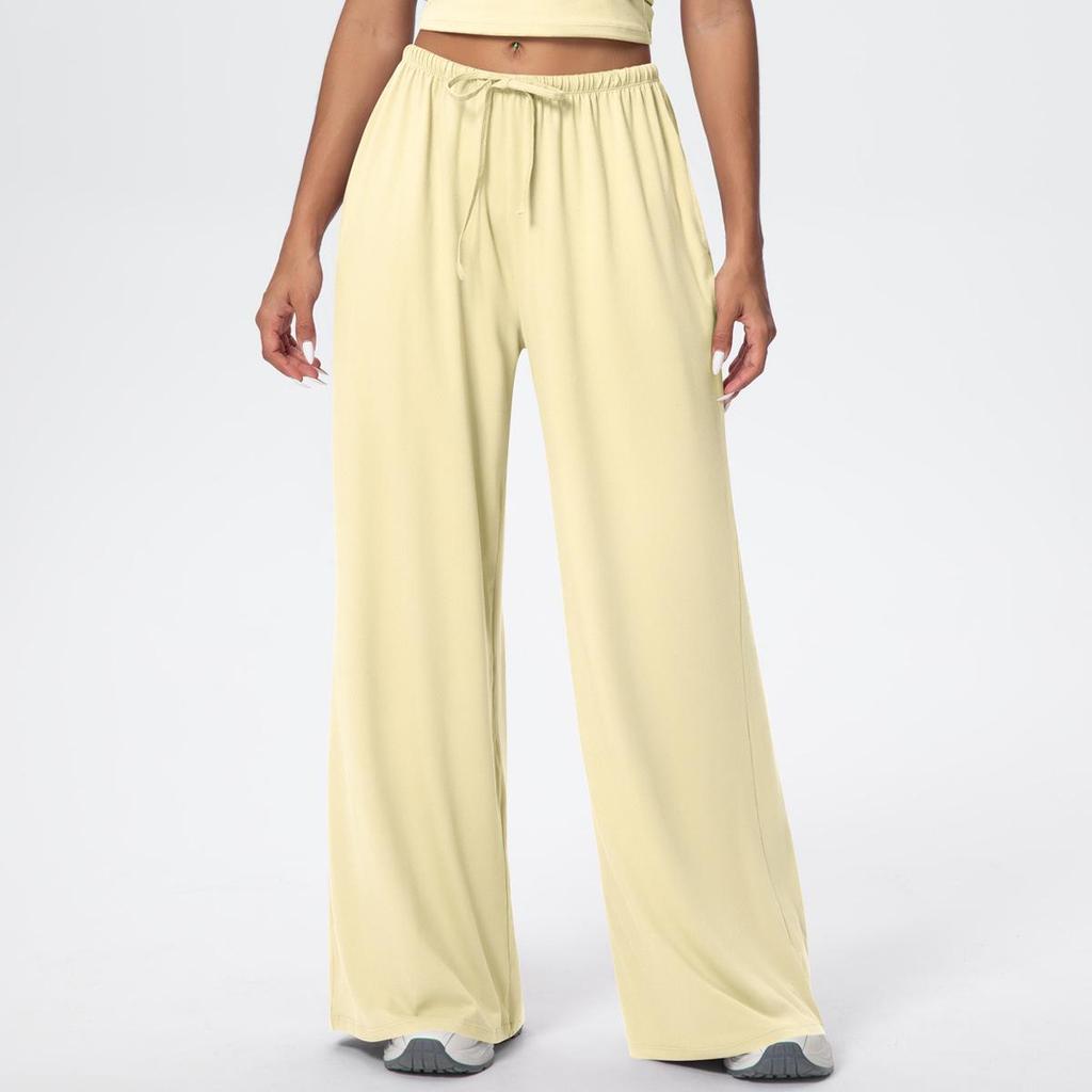 Breathable Wide-Leg Loose Casual Yoga Pants with Elastic Drawstring for Women