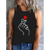 Finger Heart-shaped and Letter Printed T-shirt Vest