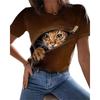 Women's T-shirt 3D Printed Casual Short Sleeved Cute Kitten Pattern Print O-Neck Top Fashionable Street Women's Clothing