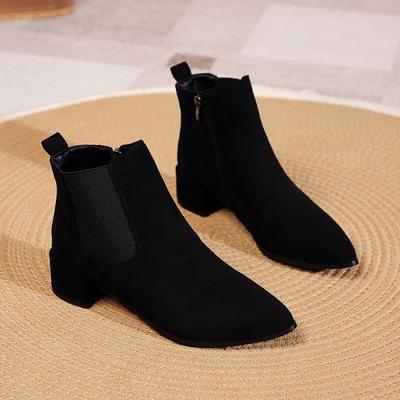 2025 Нові Осінь Зима Нові Жіночі Дикі Короткі Чоботи Круглий Носок Зручні Замшеві Чоботи Жіночі Прості Комплекти Чобіт