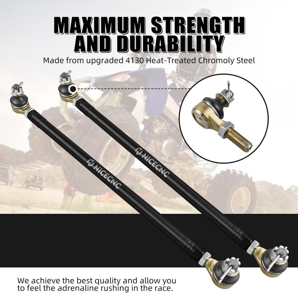 NICECNC ATV Ball Joint Tie Rod For YAMAHA YFZ450R YFZ 450R 2009-2022 4130 Heat-treated Chromoly Steel 6061-T6 Aluminum Alloy