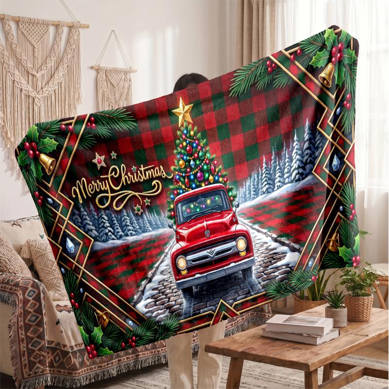Christmas Flannel Throw Blanket Soft Warm Cozy For Sofa Bed Indoor Home Use Great Holiday Gift