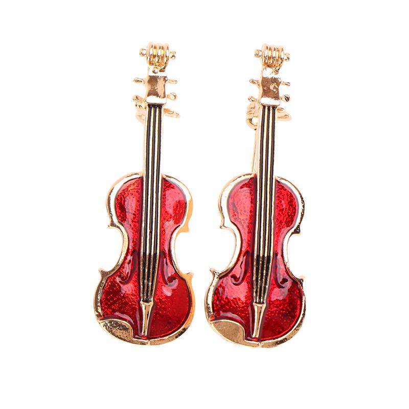 1ks Elegantní červené housle Pins Brože Lady Instruments Brož Šperky