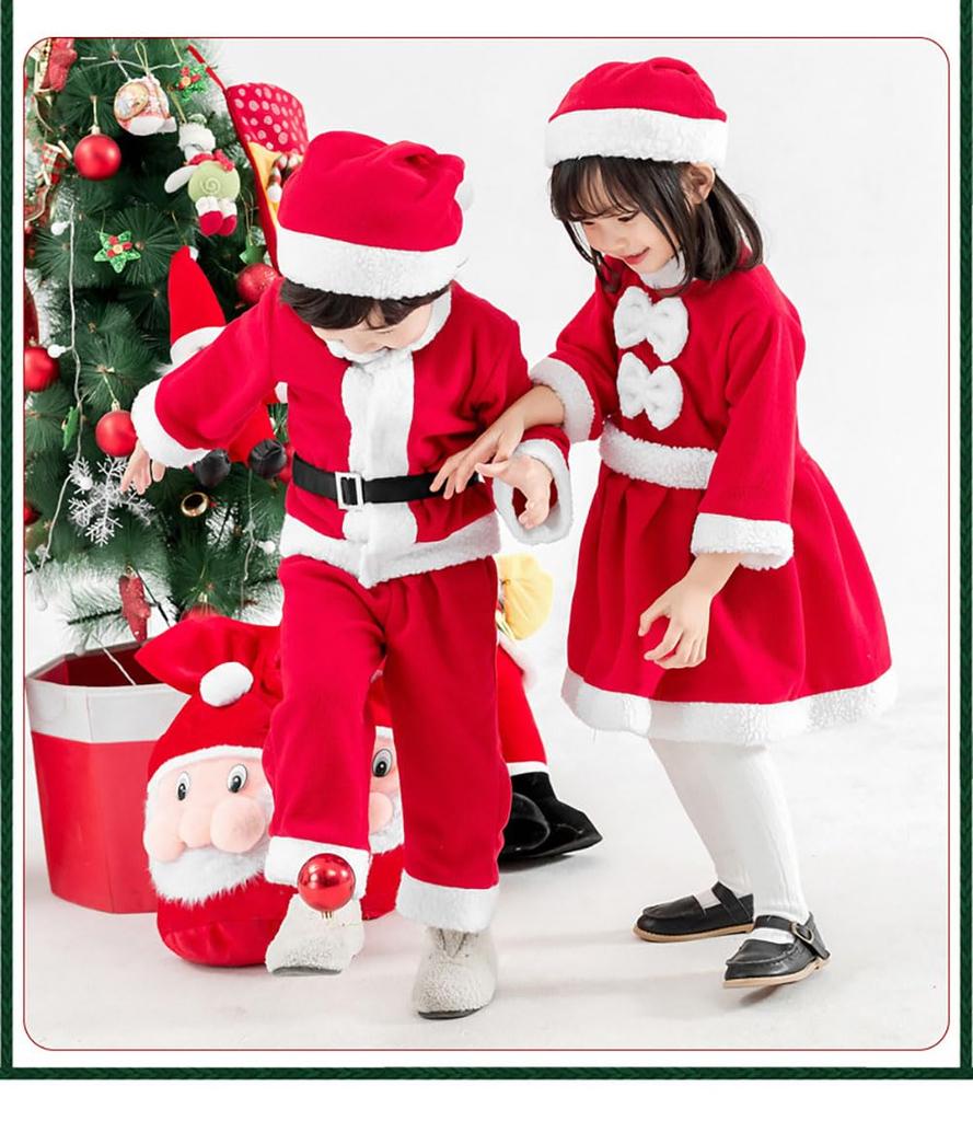 Lalapala Santa Cosplay Christmas Santa Claus Cute and Warm Kids Costume for Girls and Includes Hat and Perfect for Cultural School Stage and Christmas