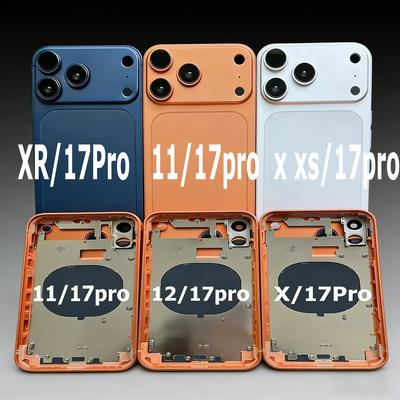 Carcasa Plana de Titanio Completamente Ensamblada DIY para iPhone Xr a 17 Pro Kit de Carcasa Trasera Convertidor de Chasis Xr a Brillante Similar a 17 Pro