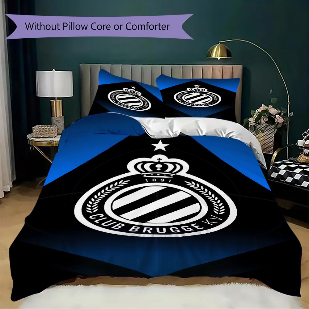 Club Brugge K V Pattern Bedding Uilt Set Uilt Cover Pillowcase Home Decoration Birthday Gift (1 * Duvet Cover + 2 * Pillowcase Without Core)