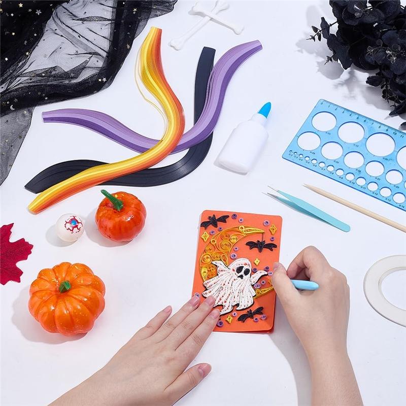 20 Sets Halloween Paper-Quilling Kit For Adult Beginner Cats Greeting Card Making Kit Quilling Card For Halloween Decor малиновый