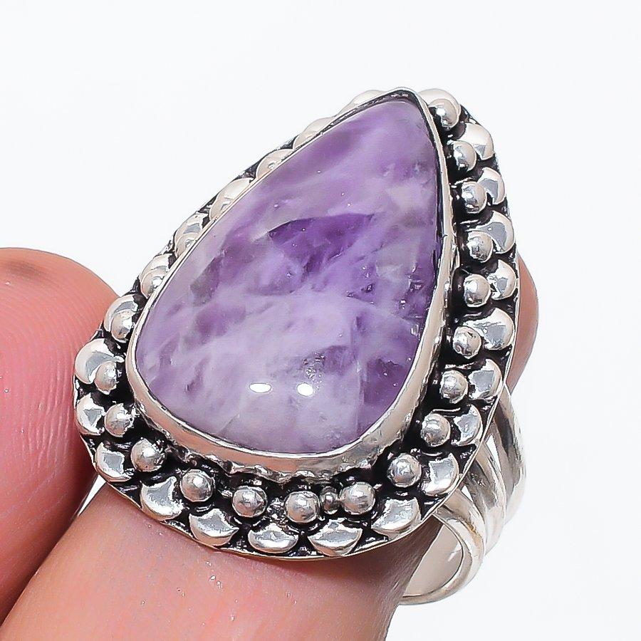 Sage Amethyst Gemstone 925 Sterling Silver Jewelry Ring Size 8.5