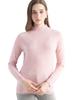Women's Slimming Wool Long-Sleeve Half-High Neck Top - Solid Color, Versatile Basic