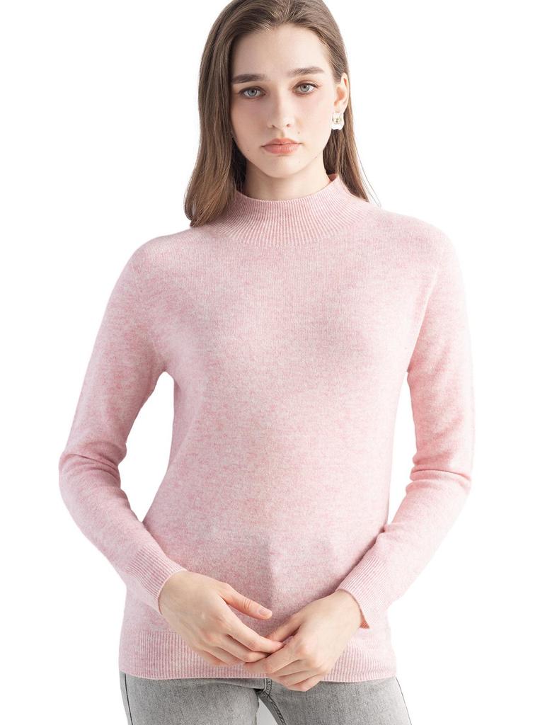 Women's Slimming Wool Long-Sleeve Half-High Neck Top - Solid Color, Versatile Basic